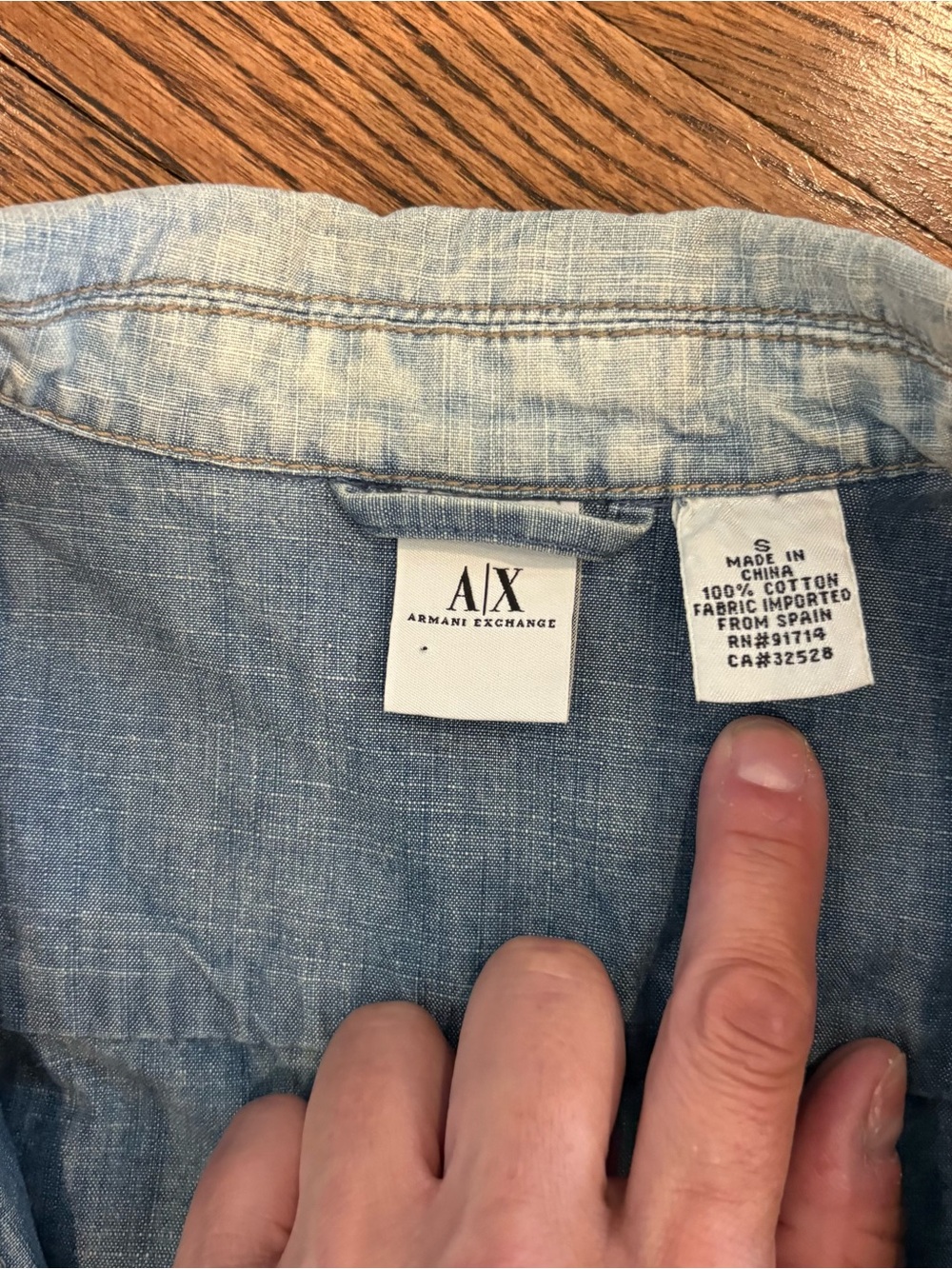 Armani Exchange Light Wash Denim Blazer Jacket - Picture 3 of 8